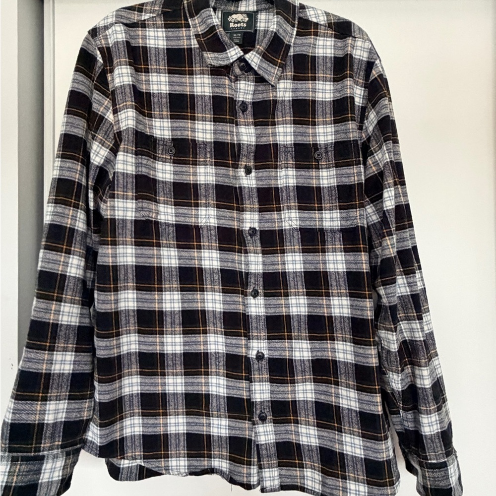 Roots Black, White, and Brown Plaid Shirt